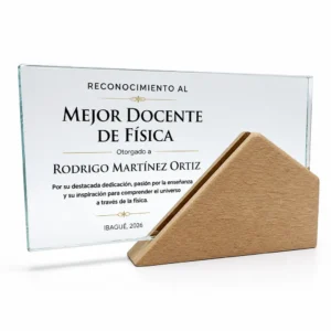 Placa Rectangular Madera Vidrio