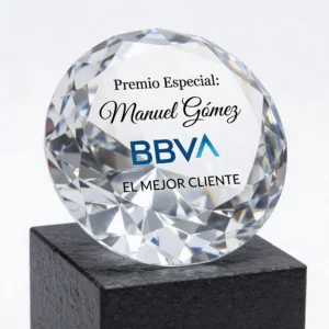 Reconocimiento en Cristal Diamante Grande Personalizado