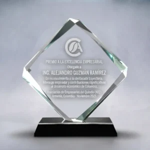 placas-reconocimiento-pentagono-by15-en-vidrio-cristal-15mm-con-base-negra